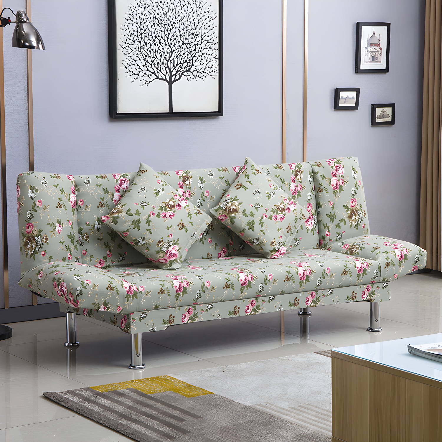 Silver Transitional Modern Tight Back Sofa Bed 29.53"High Armless Sofa Bed - image 35