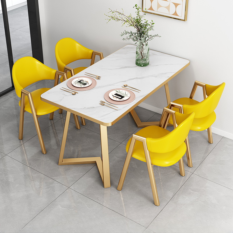 Glamorous Stone Top Sleigh Base Dining Table Set - image 18