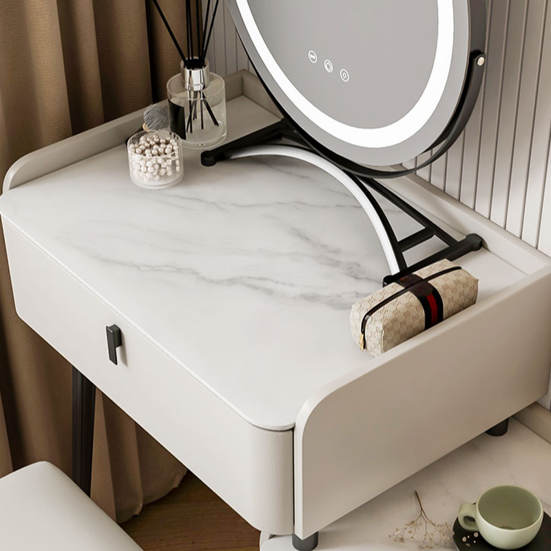 Orange/Gray/Beige Vanity Set with Drawers and Adjustable Brightness Mirror - image 11