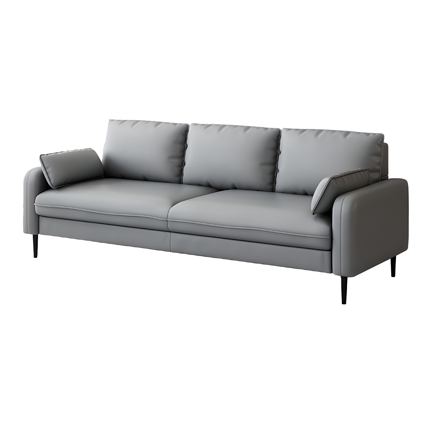 3-Seater Faux Leather Sofa Mid Century Loose Back Square Arm Settee - image 14