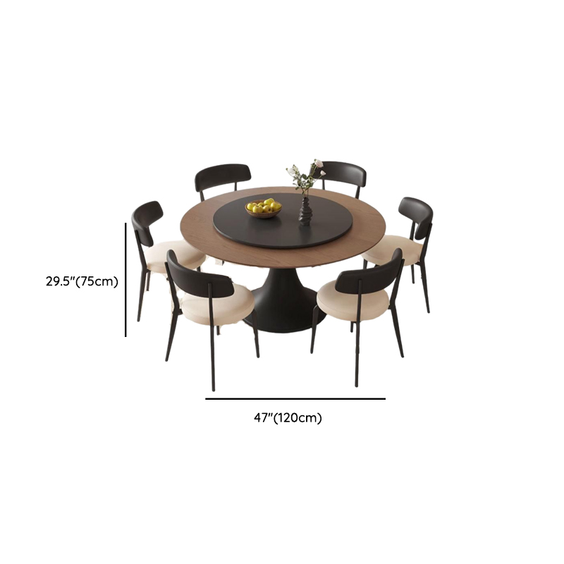 Circular Slate Dining Table Set with Stump Base, Back Seats for 6 or 4, in Espresso - image 11