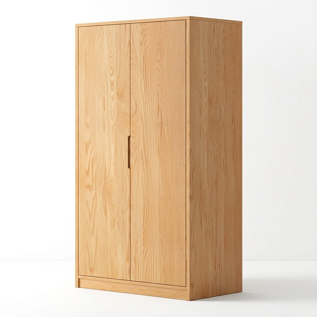 Modern Natural Wood Wardrobe Armoire with Sliding Doors, Drawers, and Shelves - image 43
