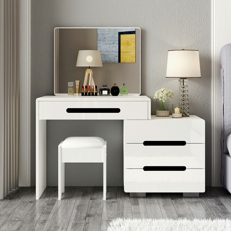 Modern 48'' White Wood Makeup Vanity & Stools with Drawers Self Close or Reserve Installation