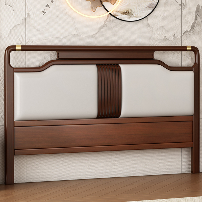 Modish No Distressing Timber Panel Headboard with Rectangle/Stepped Shape for Queen/King/Full Bed, Featuring Sponge Upholstery and Standard Height