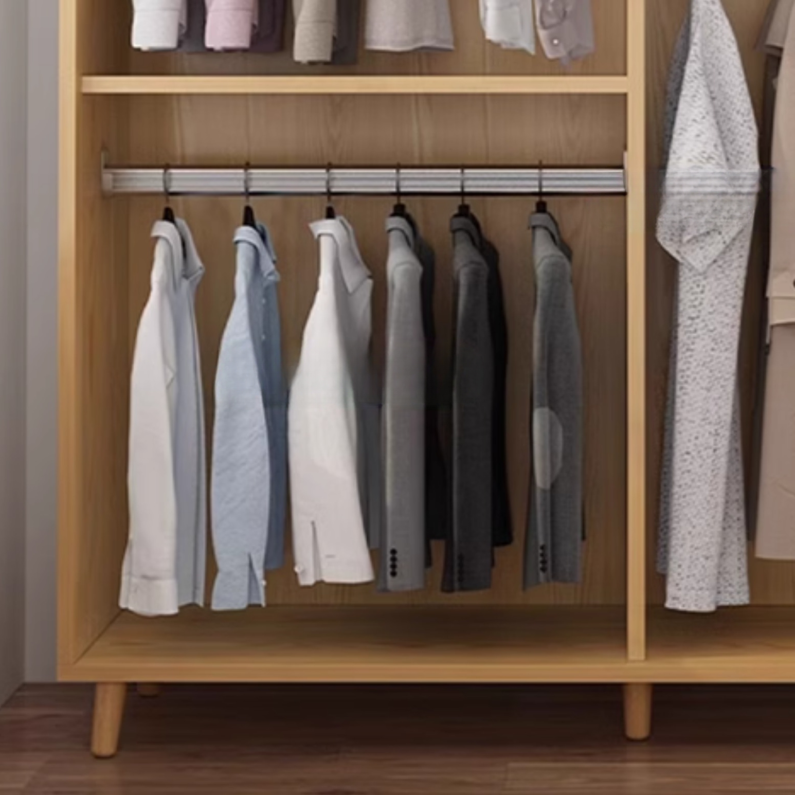 Natural Finish Self-supporting 2-Drawer Wardrobe in Solid and Manufactured Wood - image 5