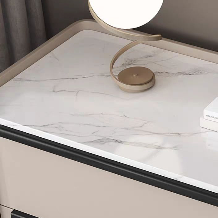 Modern Faux Leather Drawer Storage Nightstand in Stone Finish - image 12