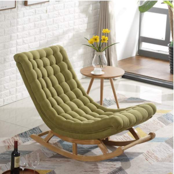 Cocoa/Azure/Olive Green Casual Rocking Chair Couch with Ottoman
