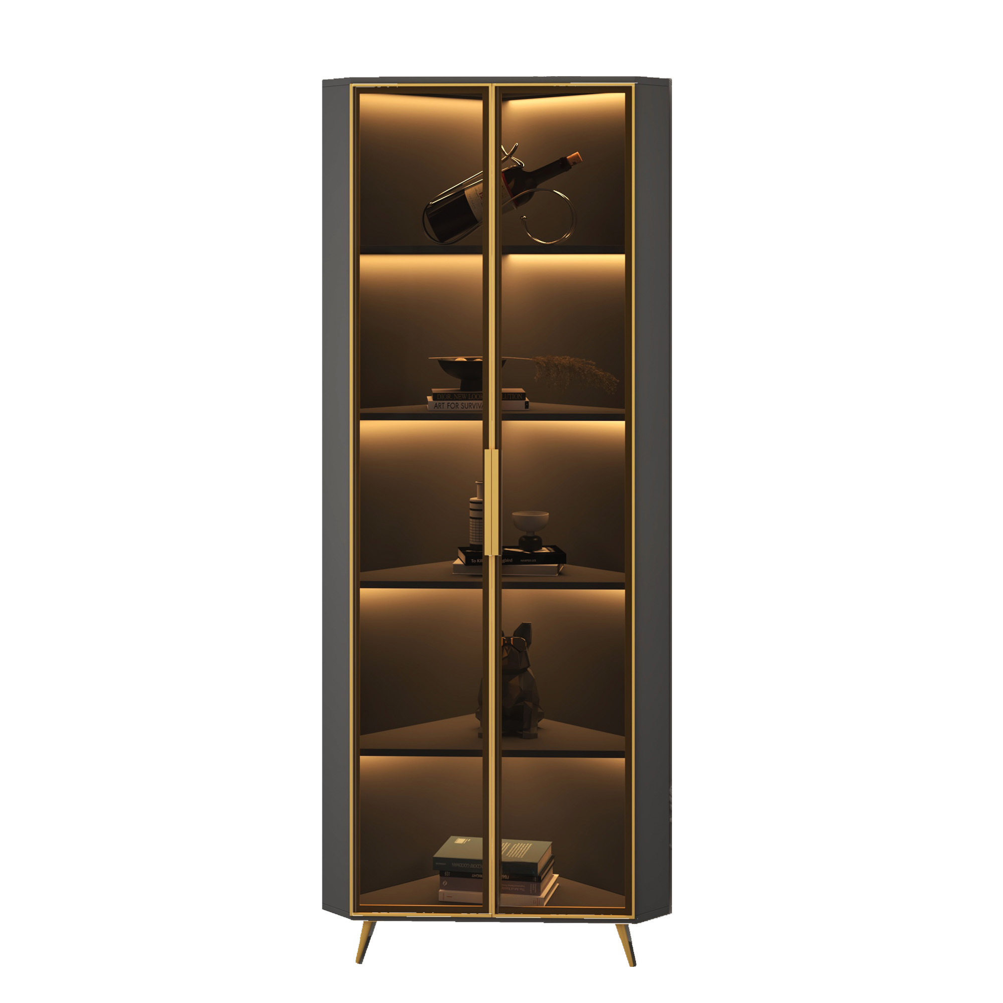 Art Deco Unattached Utility Storage Cabinet with Hydrophobic, Lighting, and Dove Grey Top - image 6