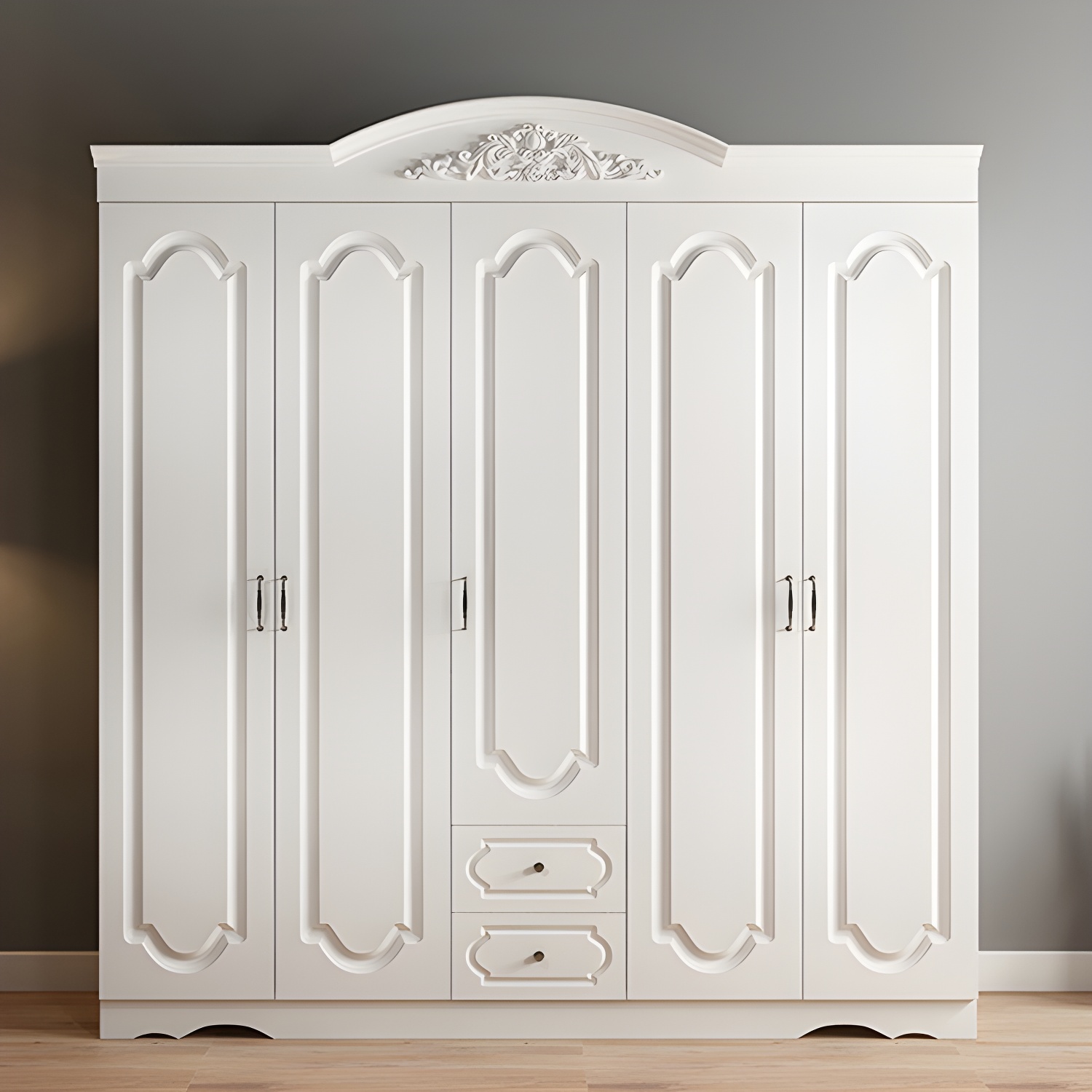 Engineered Wood Cabinet with 2 Drawers French Country White Wardrobe for Home - image 3