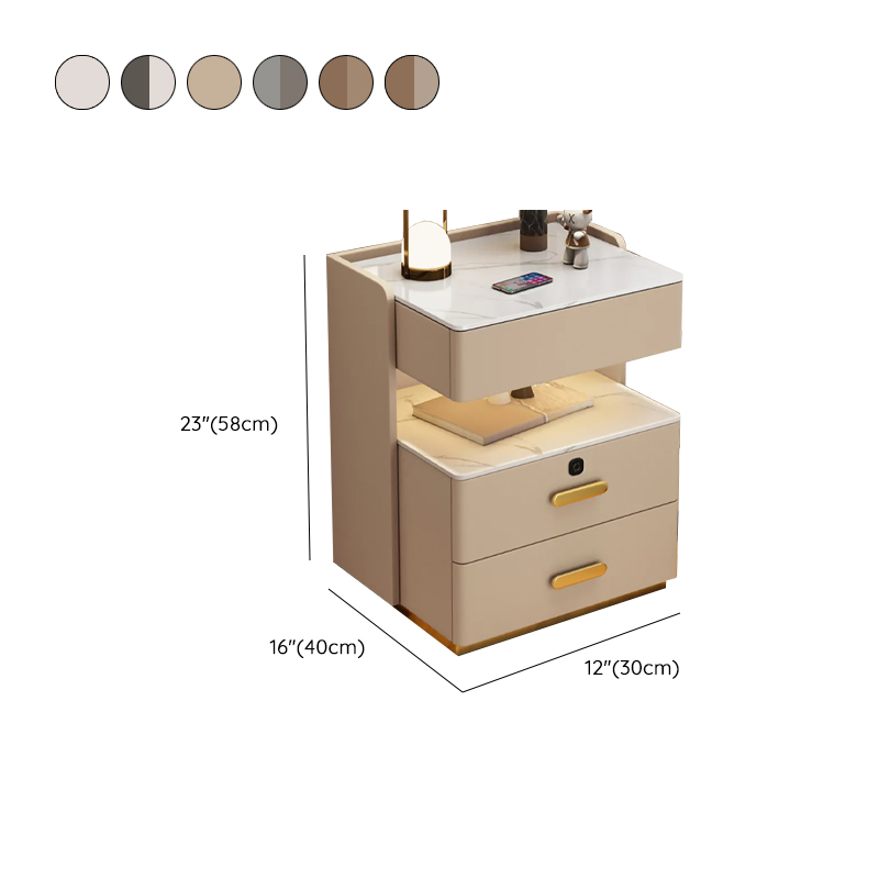 Minimalist Sintered Stone Drawer Storage Nightstand with Illumination Light - image 10