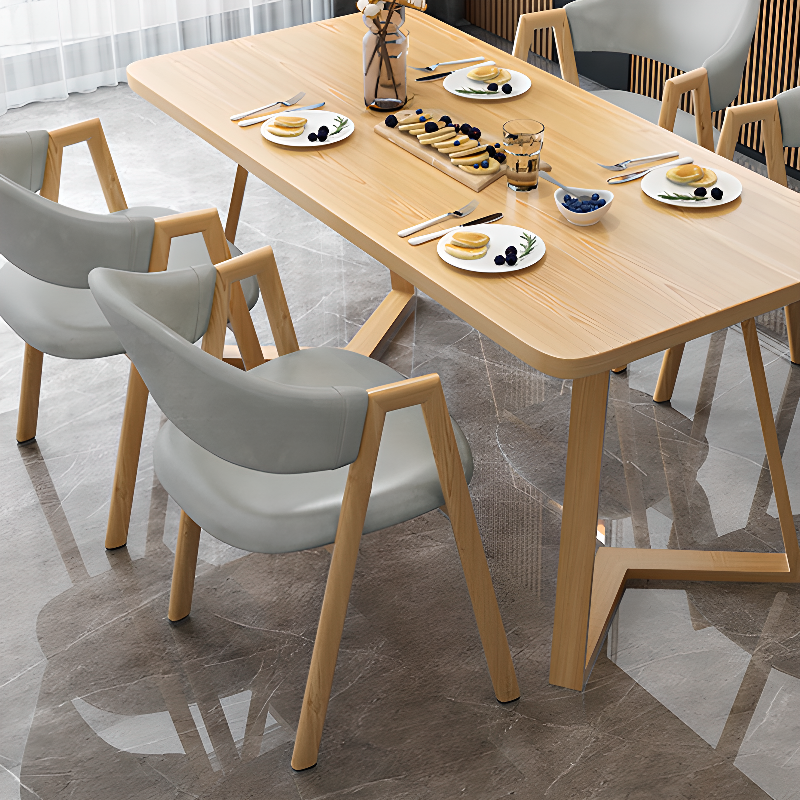 Dining Table Set with Sleighing Base and Fixed Table, Featuring Padded Chair with Back and Armrest, 5-piece Unfinished - image 13
