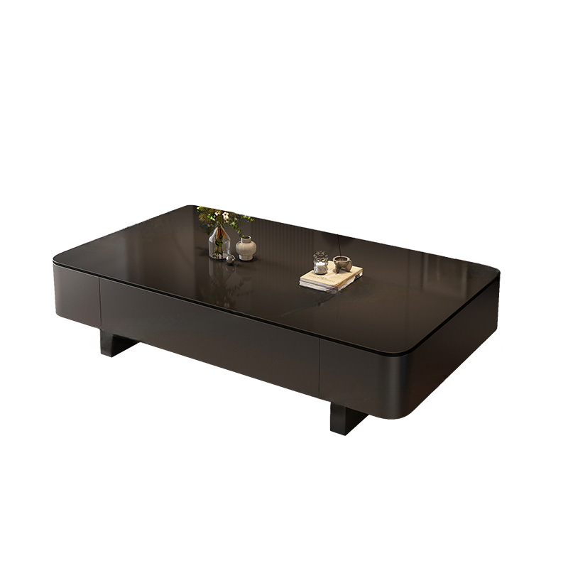 Rectangular Side Table with Twin Support Base, Rawhide Upholstery, and 2 Drawers