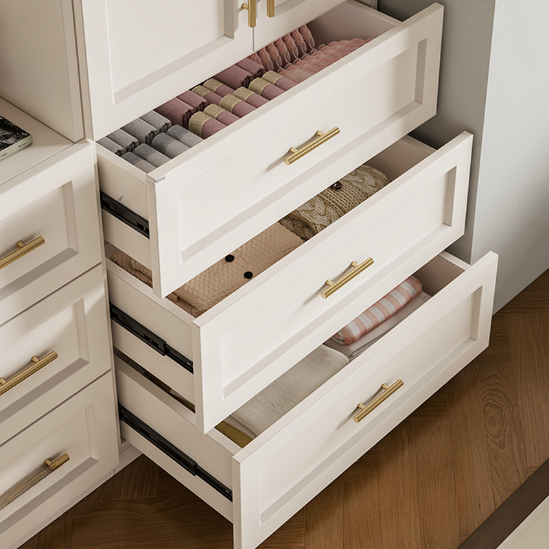 Chalk Modish Laminate Wardrobe Closet with Soft Close Drawer, Soft Close Door, Interior Shelves, and Clothing Rod - image 3