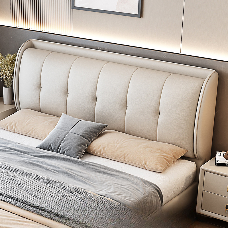 Modish Timber Panel Headboard with No Distressing, Arched/Rectangle/Camelback Shape for Full/King/Queen Bed, Featuring Sponge Upholstery Fill and Standard Height