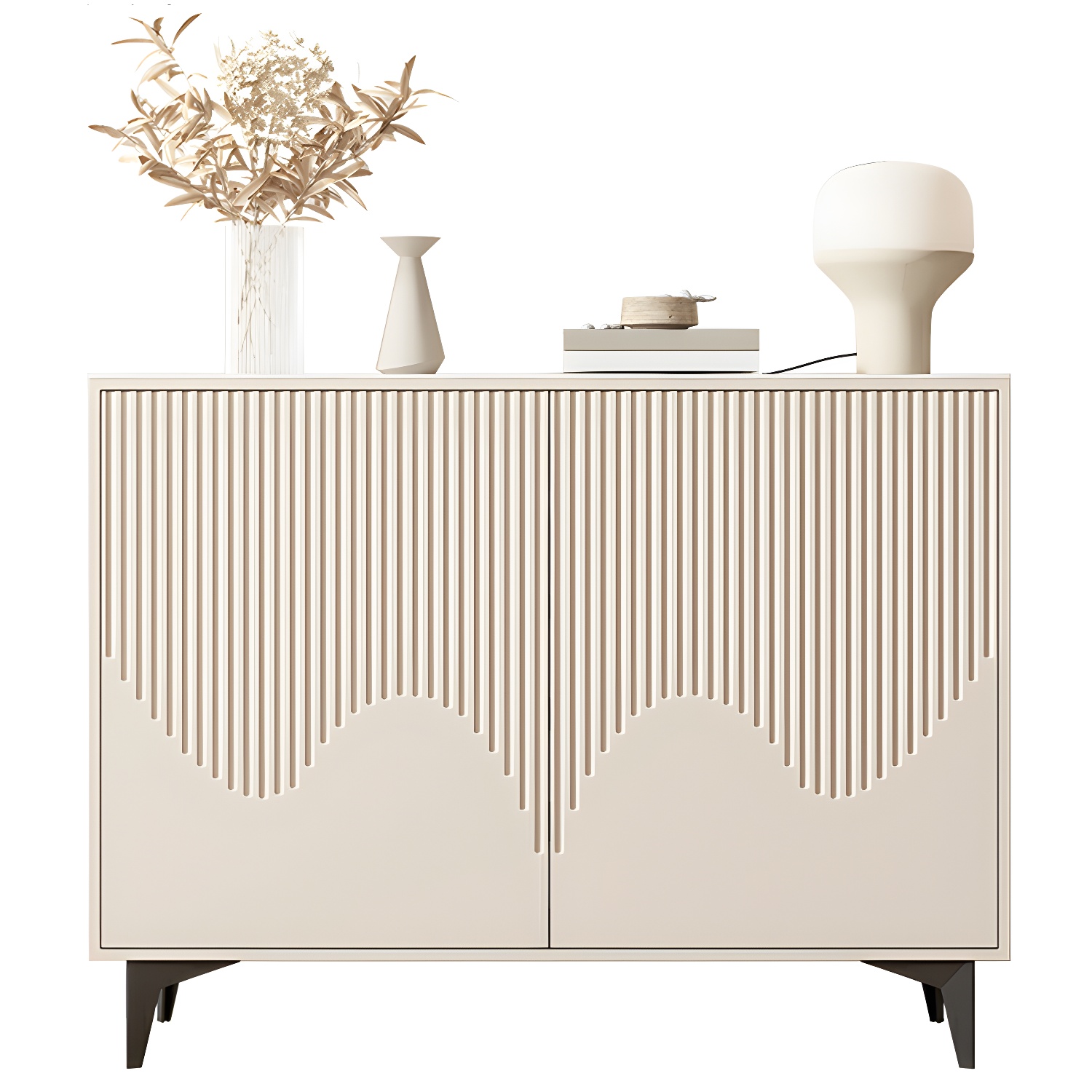 Modern White Wood Sideboard Credenza with Adjustable Shelving and 6 Interior Shelves - image 5