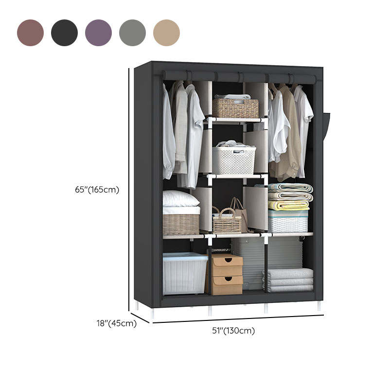 Modish Synthetic Unfixed Wardrobe Closet with Interior Shelves and Clothing Rod - image 12