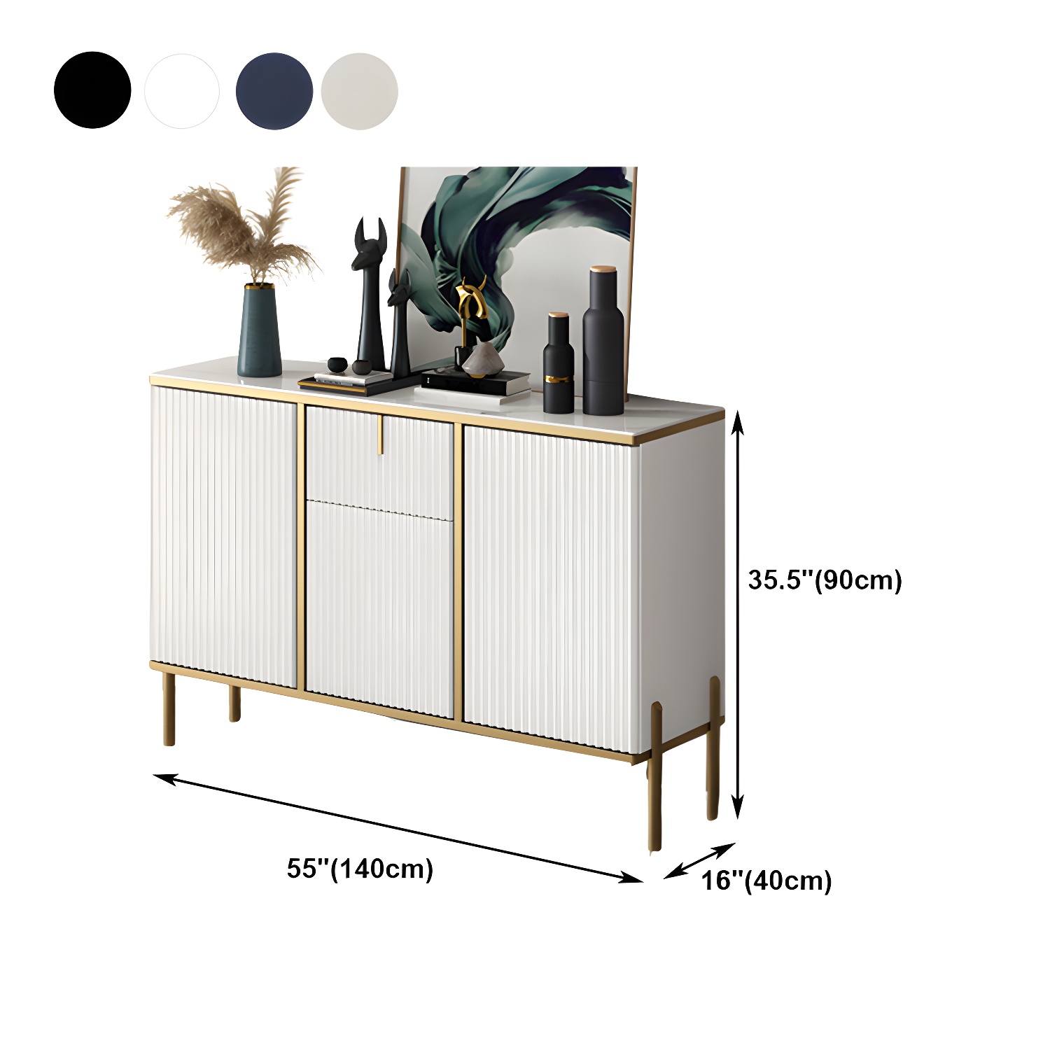 Glam Style Buffet Sideboard Sintered Stone Top Server with Door and Drawer - image 18