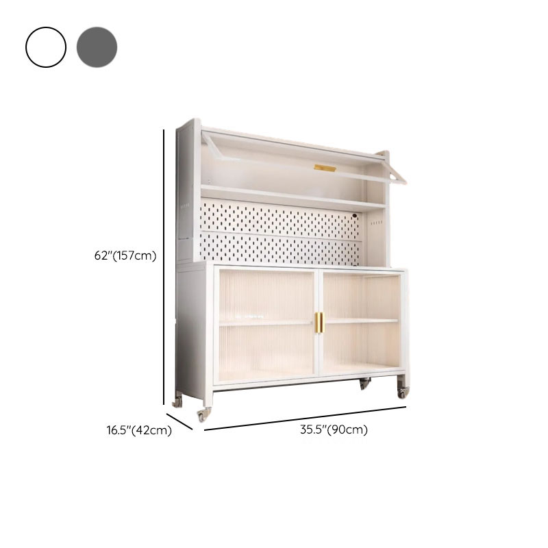 Narrow Steel Countertop Sideboard with Wheels, Cupboard, Changeable Shelf, and 3/4 Doors - image 11