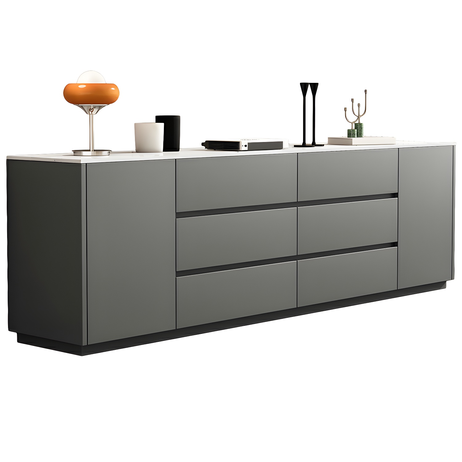 Modern Stone TV Stand with 6 Drawers and 2 Cabinets - Sleek and Stylish Design - image 6