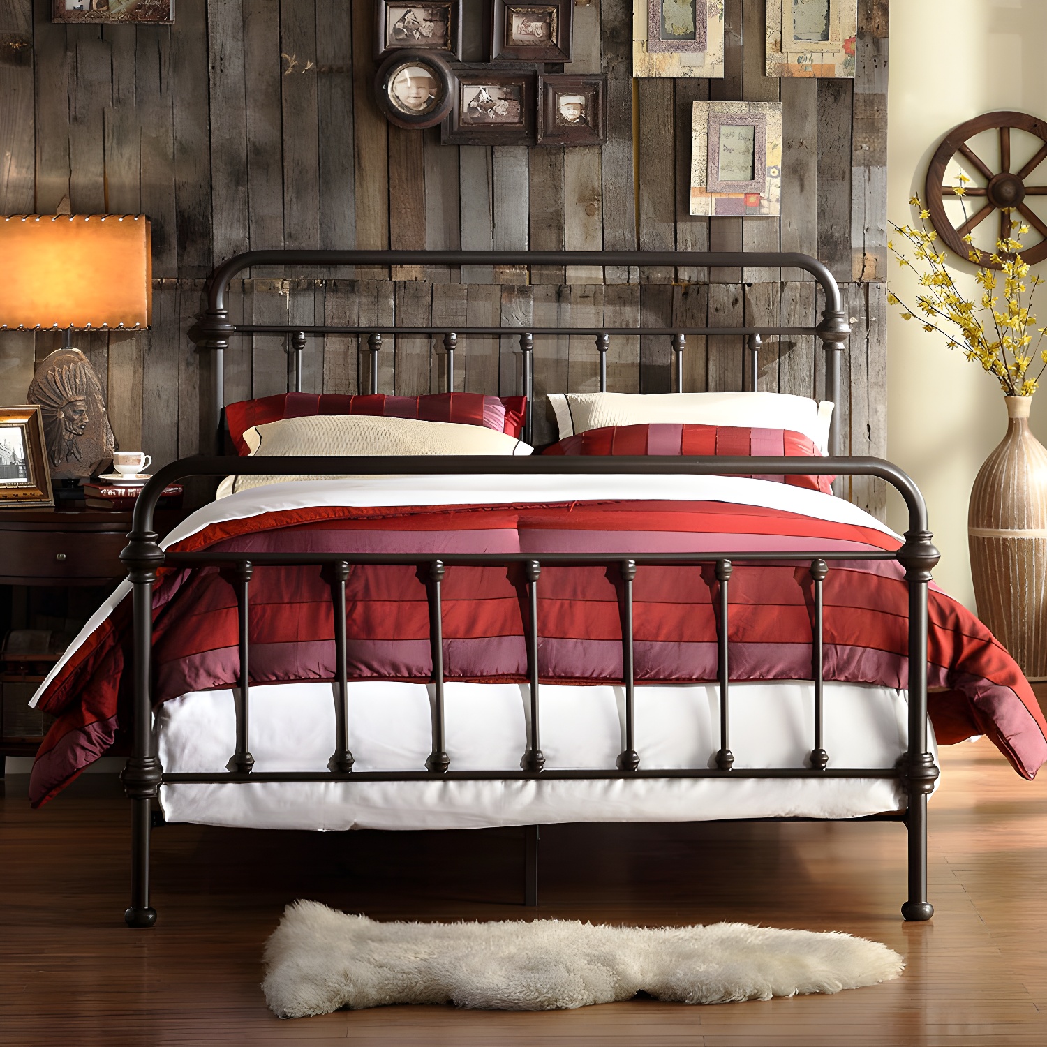 Industrial 45.27" High Bed Iron Bed with Rectangular Headboard - image 3