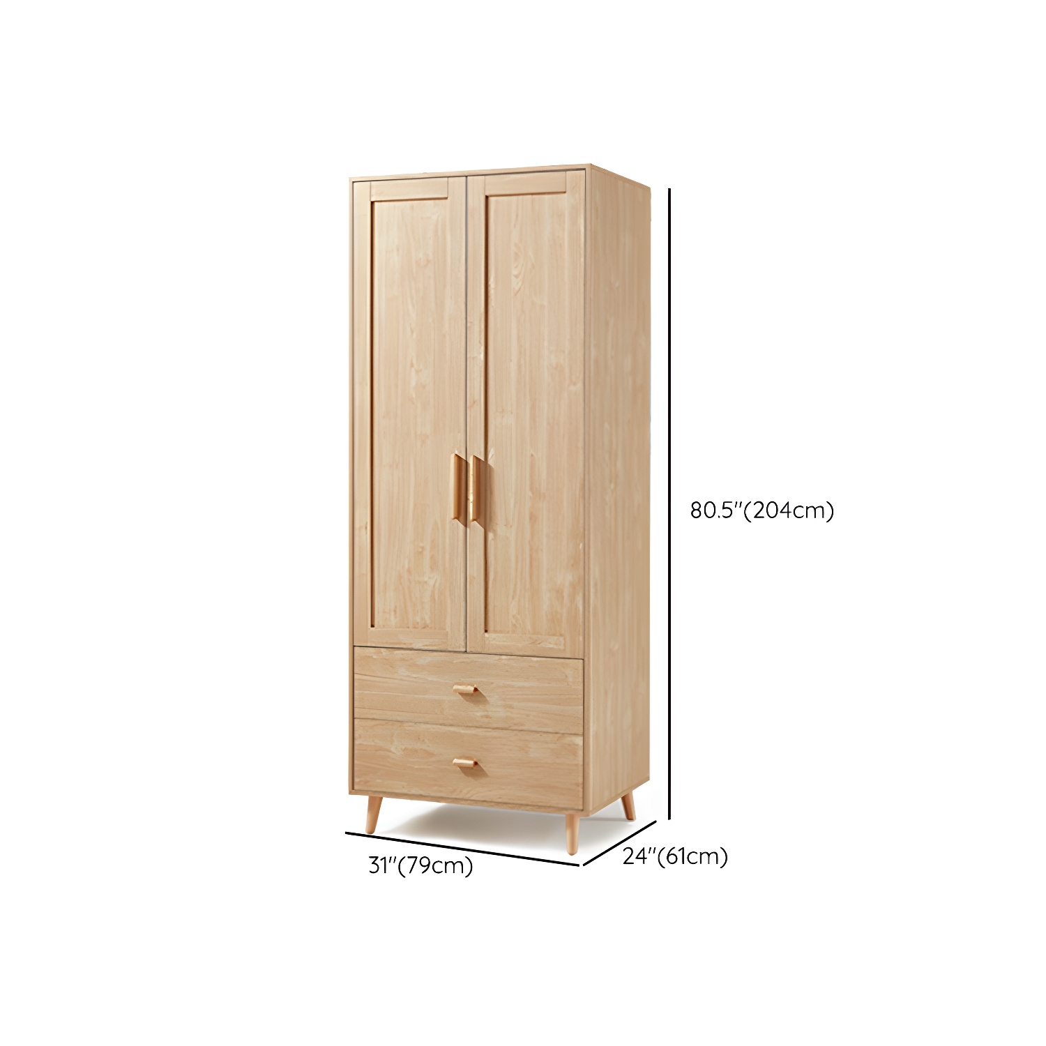 Modern Natural Wood Wardrobe Armoire with Clothing Rod, Shelves, and Soft-Close Drawers - image 13