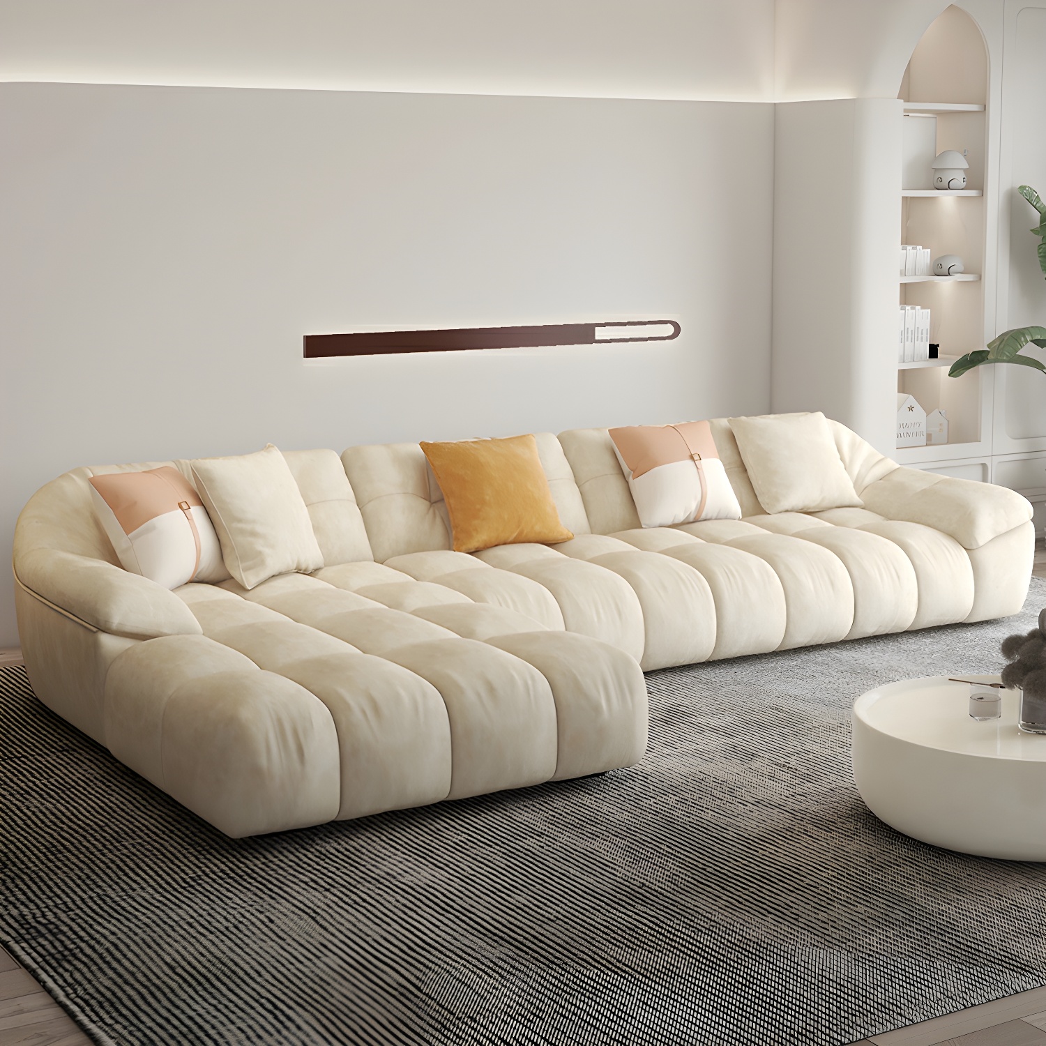 Comfortable Polyester Blend Showcase Sectional Sofa for Contemporary Home Decor