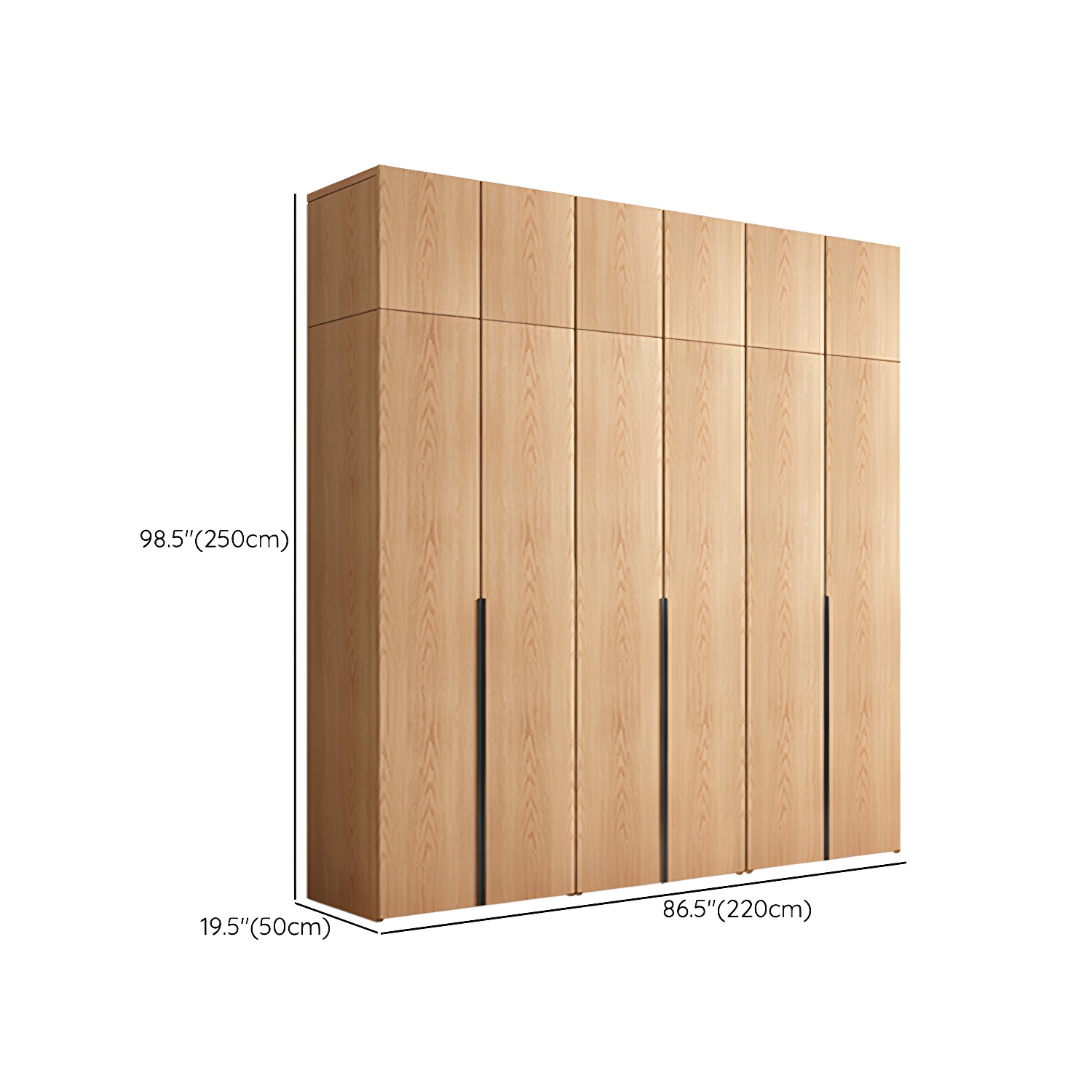 Contemporary Freestanding Natural Wardrobe Oak Solid Wood Wardrobe with Shelves - image 30