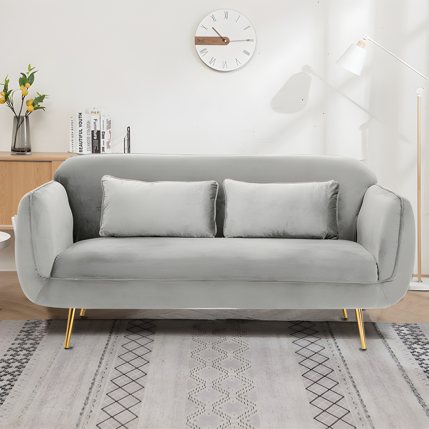 Glam Tight Back Loveseat with Flared Arm and Extra Pillows for Home and Apartment - image 12