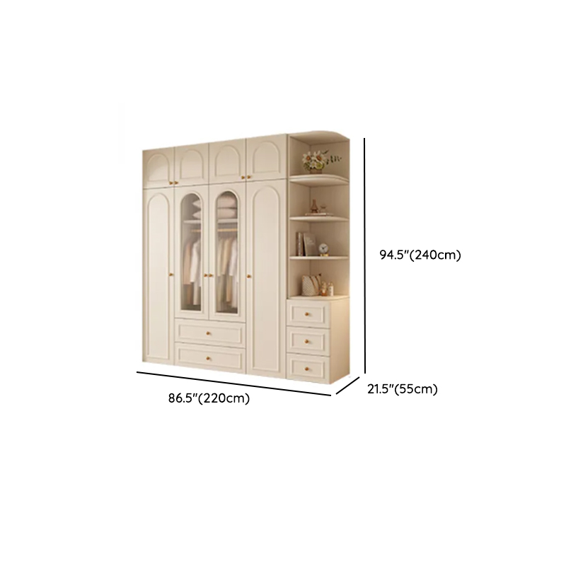 Chalk Modish Natural Wood Wardrobe Closet with Soft Close Drawer, Soft Close Door, Interior Shelves, and Clothing Rod - image 15