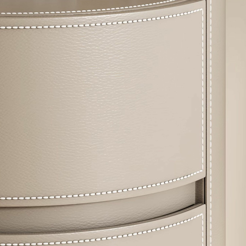 Modern Faux Leather Round Nightstand with 2 Drawers in Under 21 in. Narrow Size - image 19