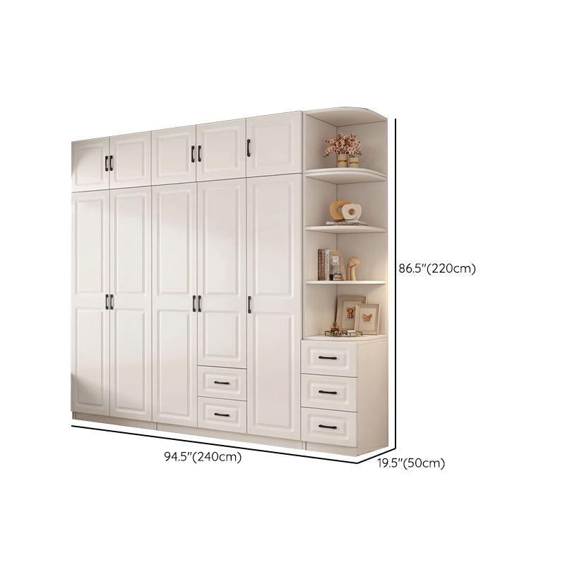 Casual Chalk Timber Wardrobe with Soft Close Drawer and Door, Interior Shelves, Hanging Rod - image 40