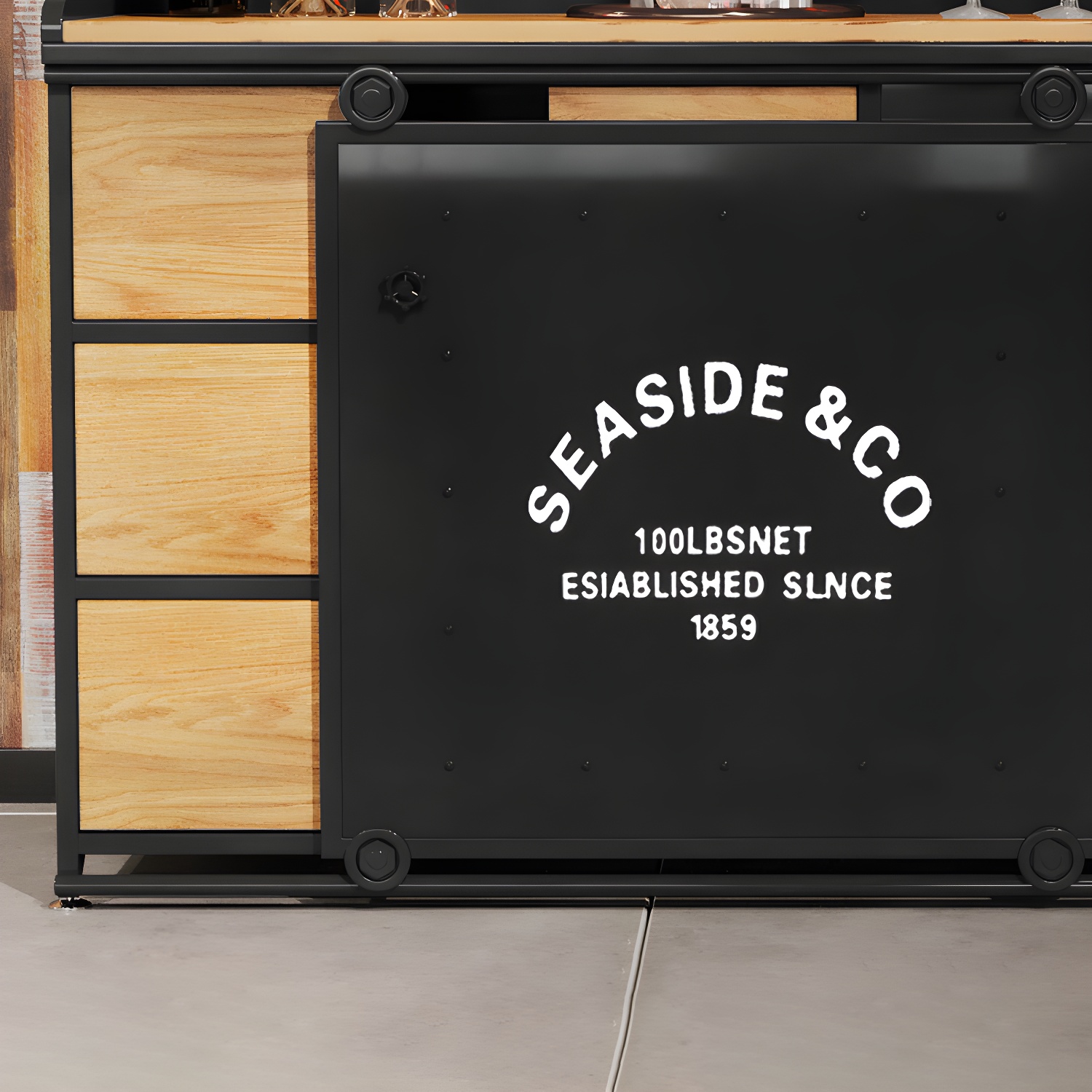 Industrial Metal Sideboard with Drawers, Cabinets, and Open Storage - 3 Drawers, 1 Interior Shelf - image 12