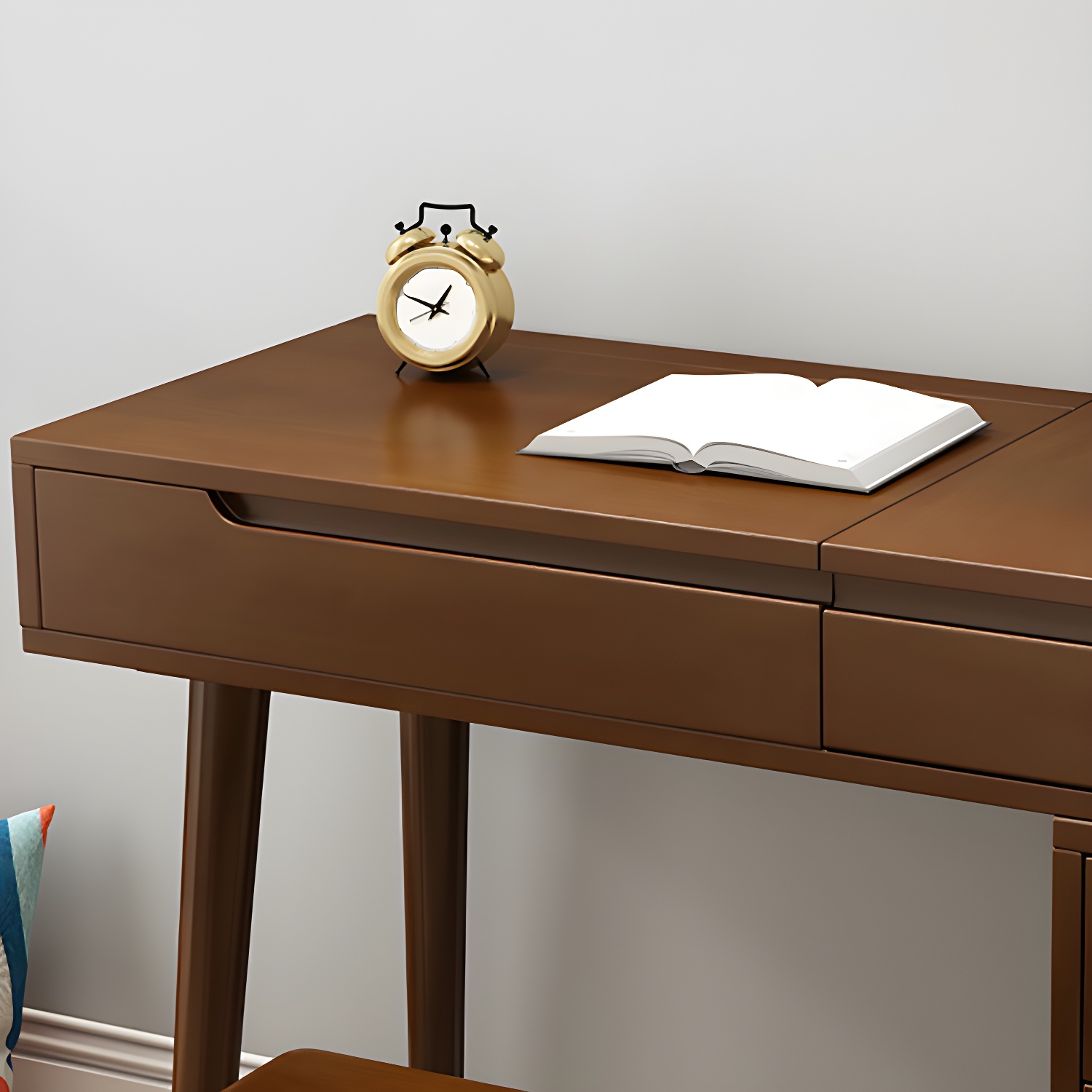 Solid Wood 1/4-Drawer Vanity Makeup Table with Mirror and Stool - 17.72" D - image 13