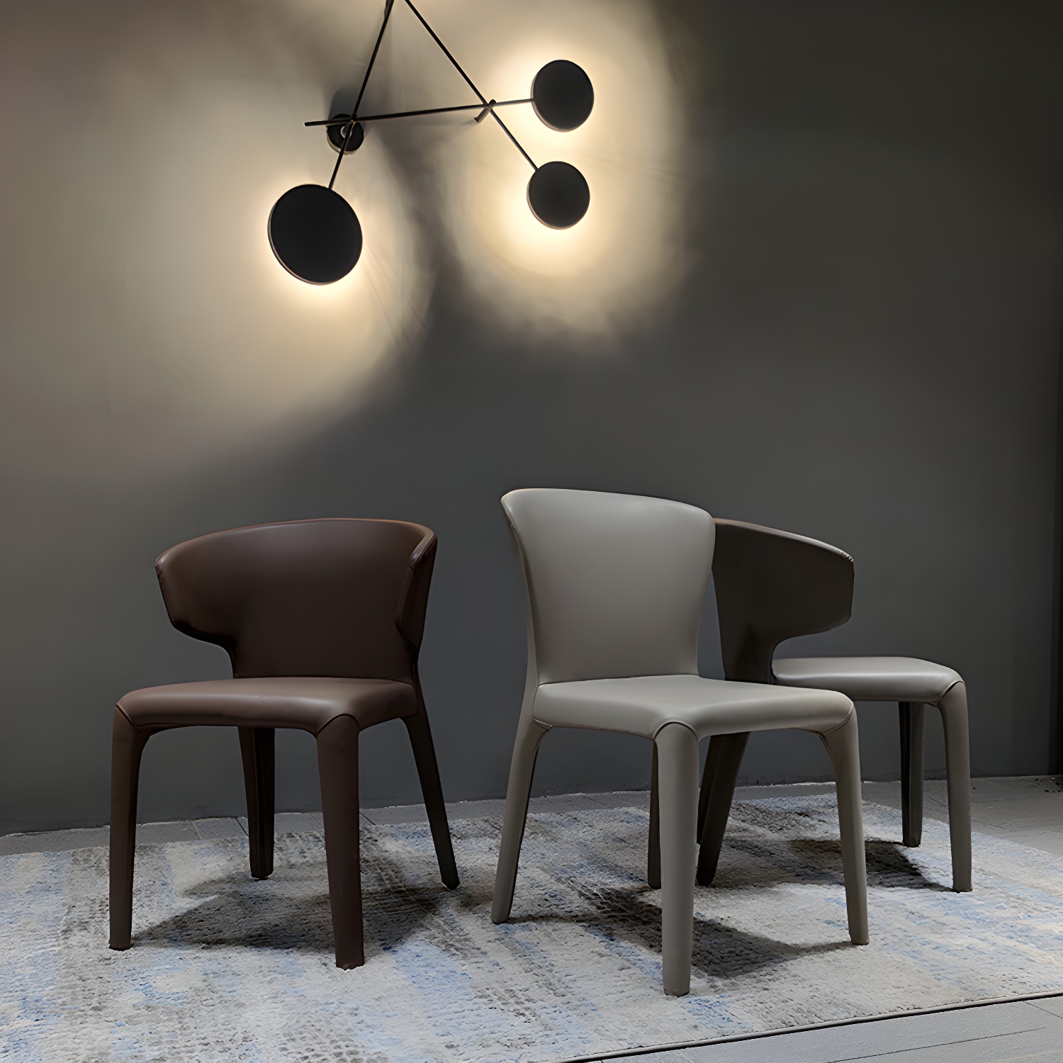 Designer Style Leather Arm Chair Wingback Matte Finish Single Dining Chair - image 11