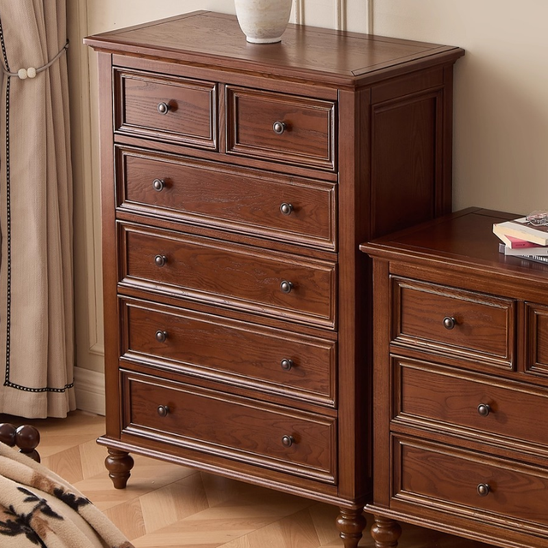Cocoa Retro Ash Wood Double Dresser/Lingerie Chest/Bachelor Chest with 9/7/8 Drawers in Horizontal/Vertical Orientation