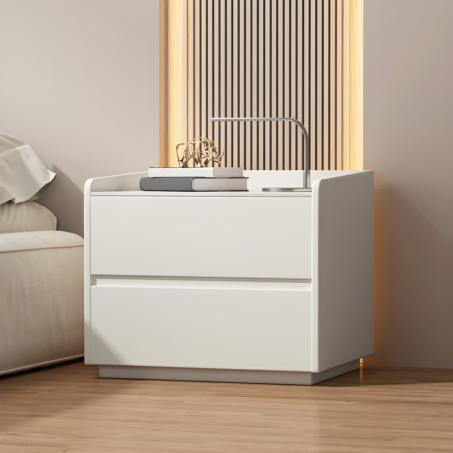 White Slate Countertop Nightstands Increase The Surrounding Height to Prevent Falling - image 10