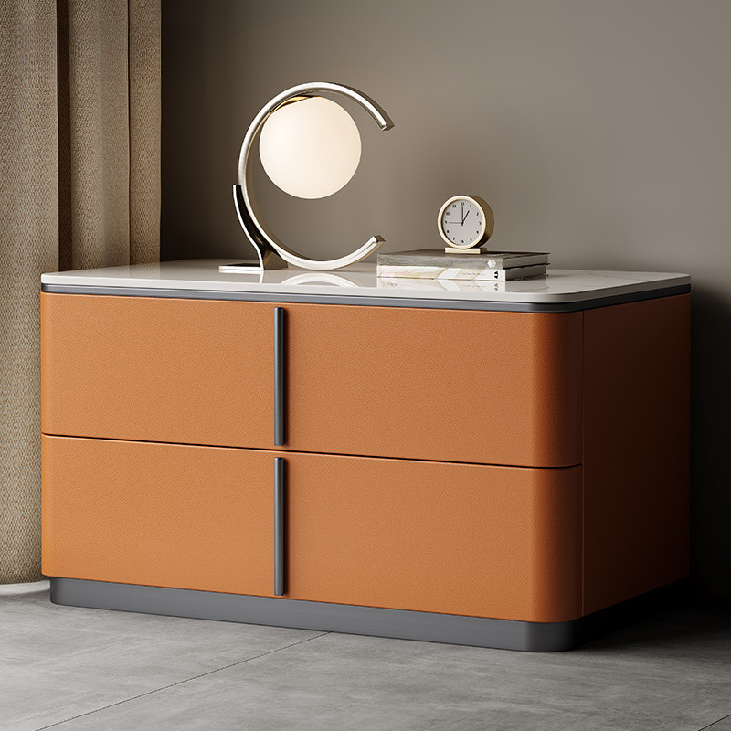 Modish Drawer Storage Bedside Table with 2 Drawers and Sintered Stone Countertop - image 11