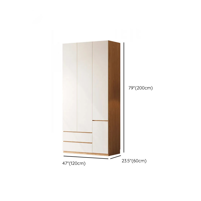 White Minimalist Manufactured Wood Wardrobe Closet with Soft Close Drawer, Soft Close Door, Interior Shelves, and Clothing Rod - image 6