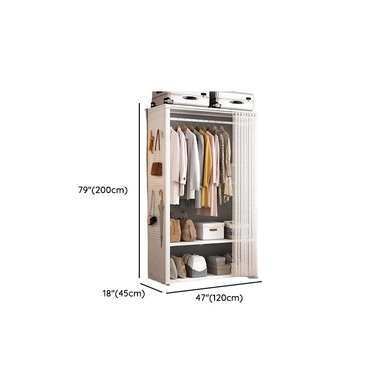 Chalk Modish Alloy Wardrobe Closet with Interior Shelves and Clothing Rod - image 17