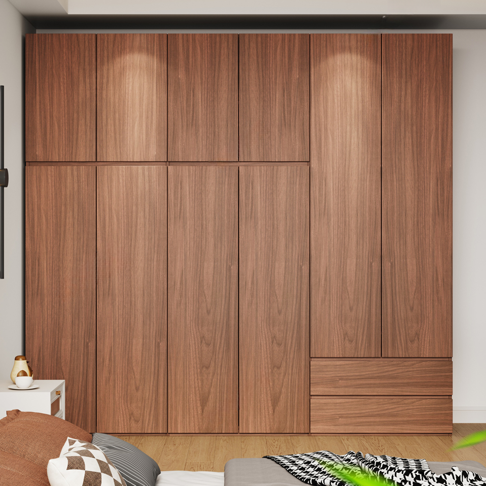 Acorn Minimalist Natural Wood Independent Wardrobe Closet with Soft Close Drawer, Soft Close Door, and Interior Shelves
