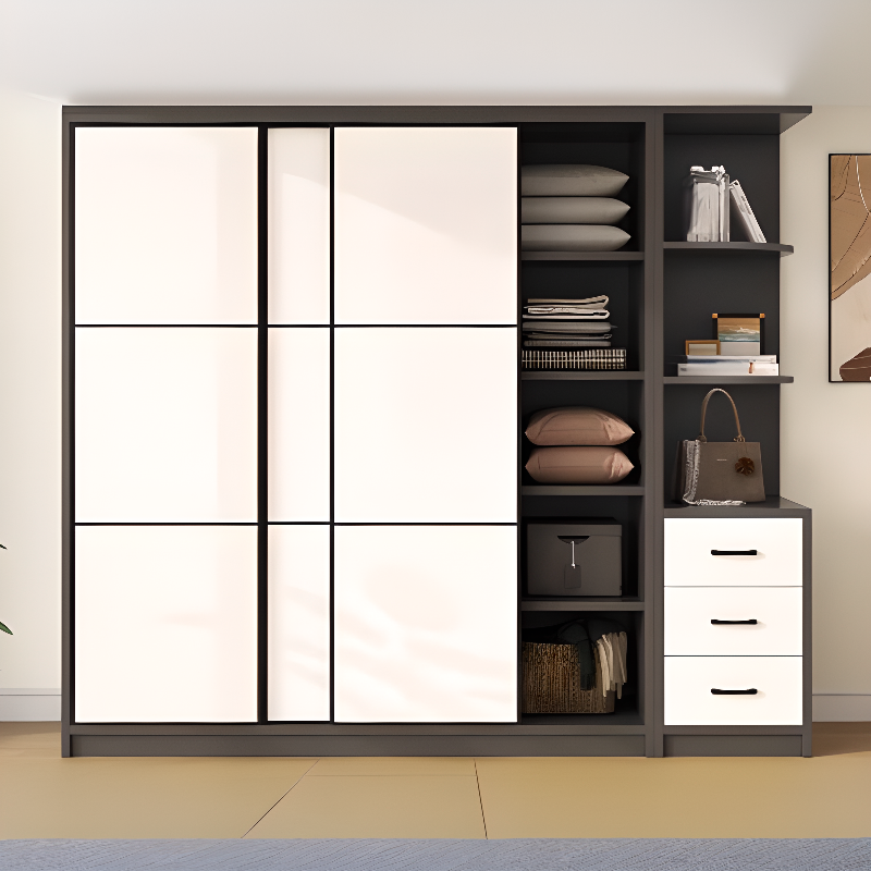 Detached Timber Gray Wardrobe Armoire with Soft Close Door, Interior Shelves and Hanging Rod, Soft Close Drawer Included/Not Included - image 4