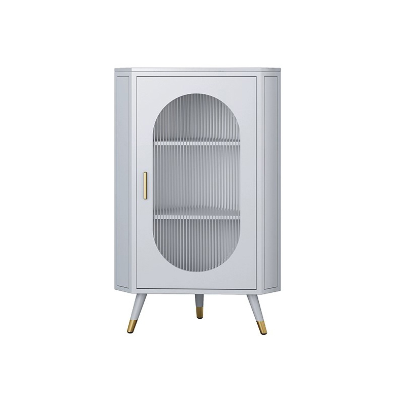 Modern Corner Accent Cabinet with Glass Doors and Iron Base (Easy Assembly) - image 11