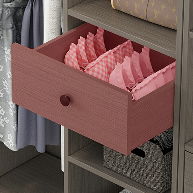 Contemporary Plate Storage Wood Wardrobe with Clothing Rod and Shelves in Light Grey - image 3