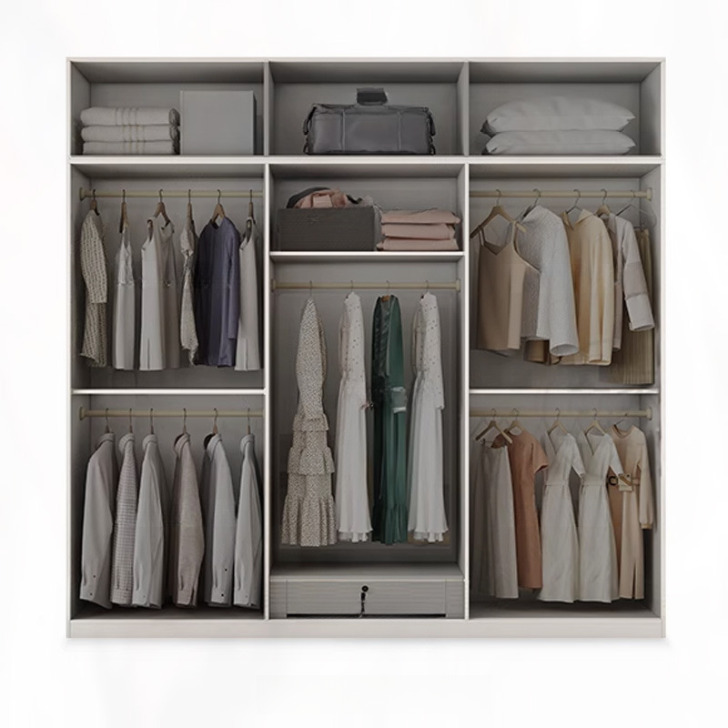Chalk Minimalist Laminate Cabinet Armoire with Soft Close Drawer, Soft Close Door, Interior Shelves, and Clothing Rod - image 4