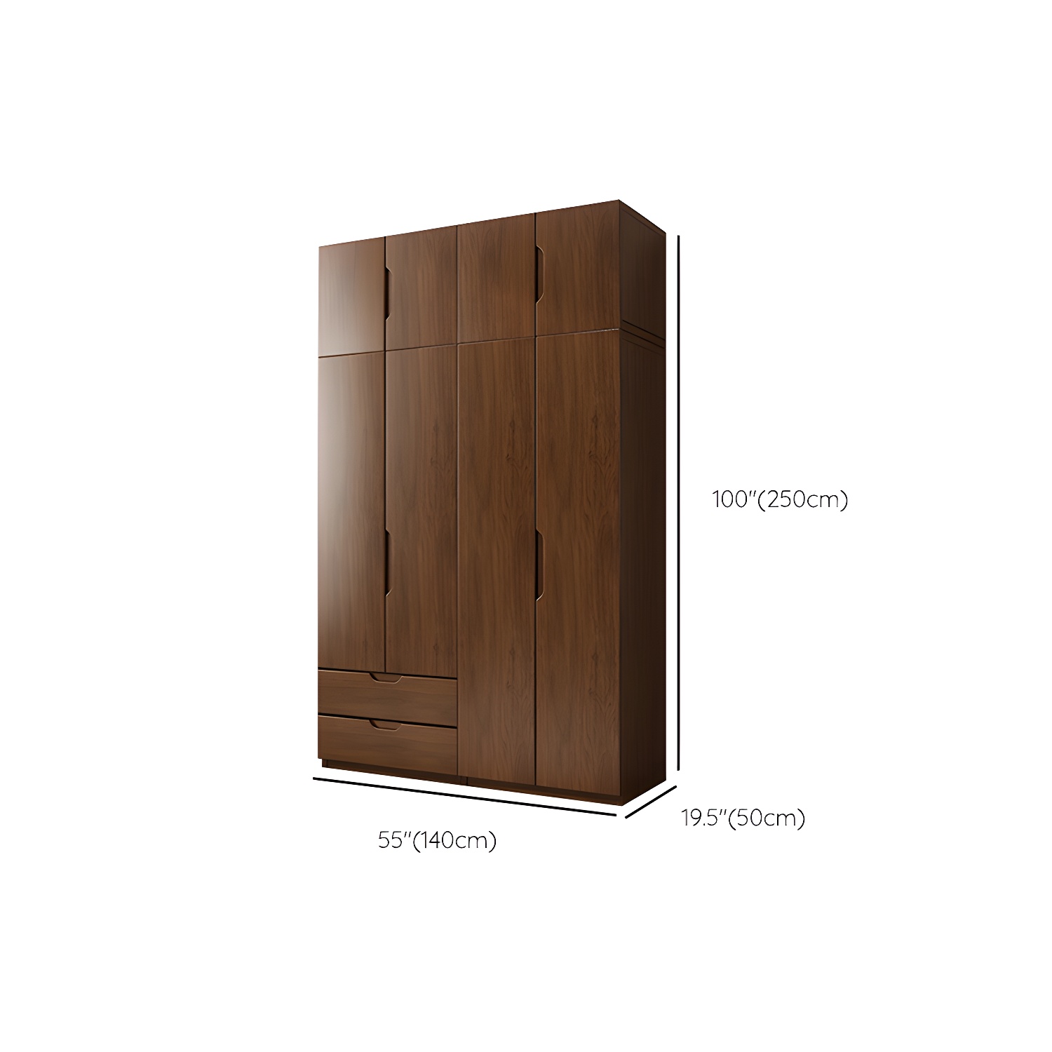 Contemporary Oak Solid Wood Wardrobe Freestanding Multifunctional Wardrobe - image 31