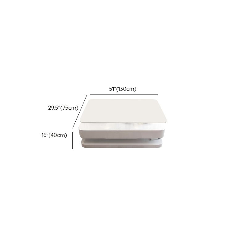 White Modern Coffee Table with Rectangular Wood Top & Block Base - image 18