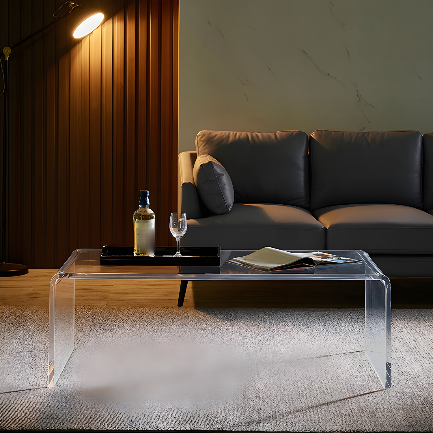Modern Rectangle Coffee Table Acrylic Cocktail Table for Living Room - image 4