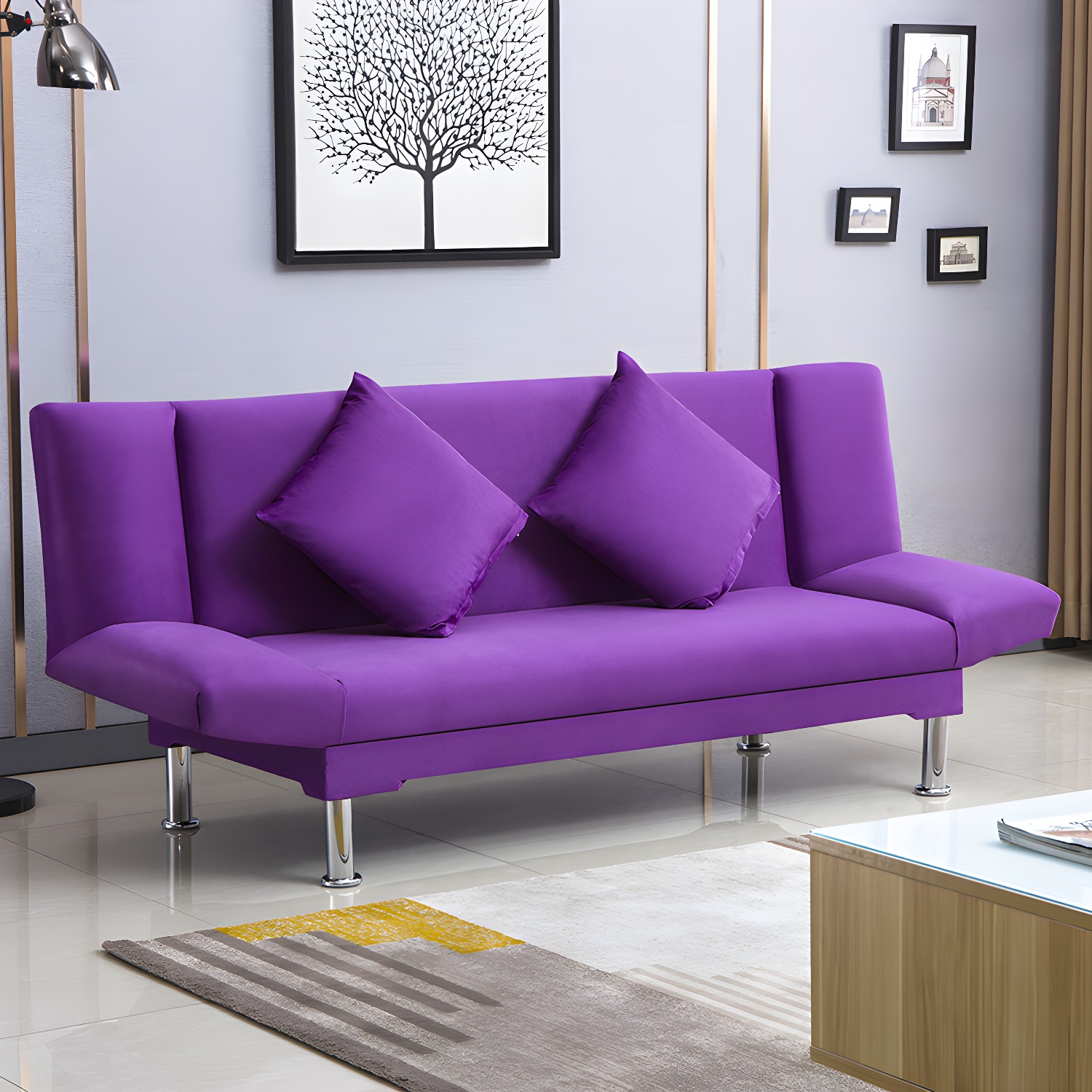 Silver Transitional Modern Tight Back Sofa Bed 29.53"High Armless Sofa Bed - image 34