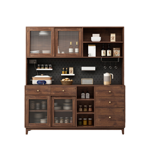 Contemporary Wood Buffet with Glass Doors and 3 Storage Drawers - image 7