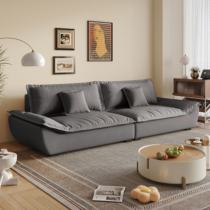 Modish Solid Color Stain Resistant Standard Sofa/Loveseat for 3-seater/4-seater/5 Person with 2 Pillows - image 6